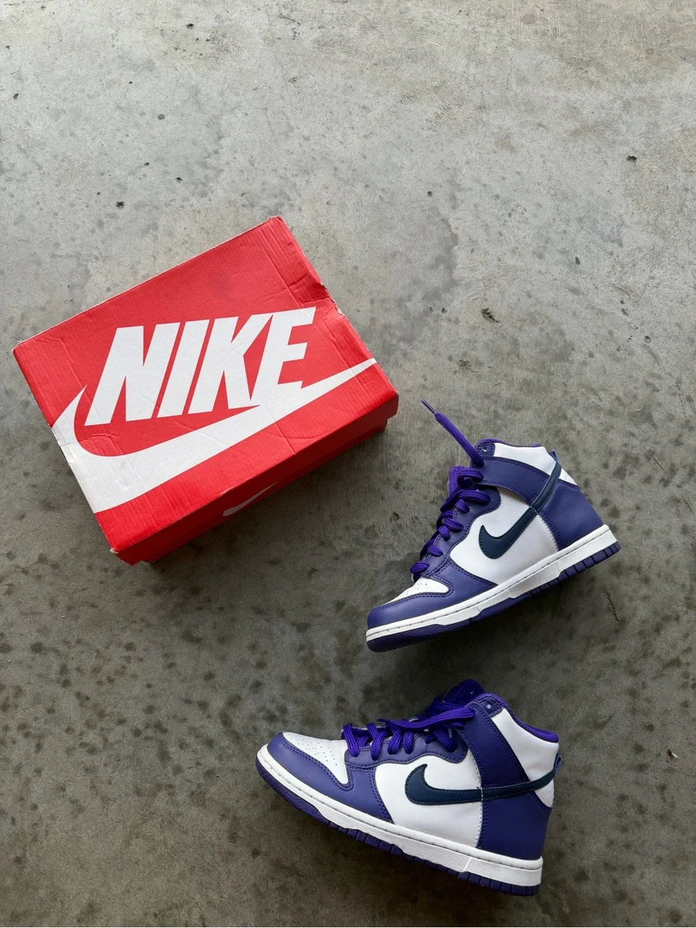 Nike Kids Purple, White & Navy High-Top Sneakers